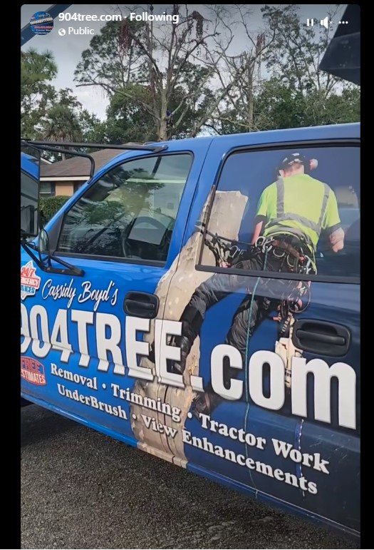 Stacked pallets of split firewood at the 904Tree wood yard in Jacksonville, FL