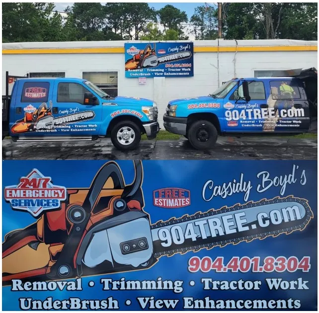 904Tree wrapped truck fleet staged in Jacksonville FL
