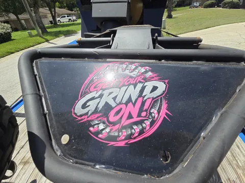 Get Your Grind On! decal on 904Tree stump grinder — grinding wheel graphic